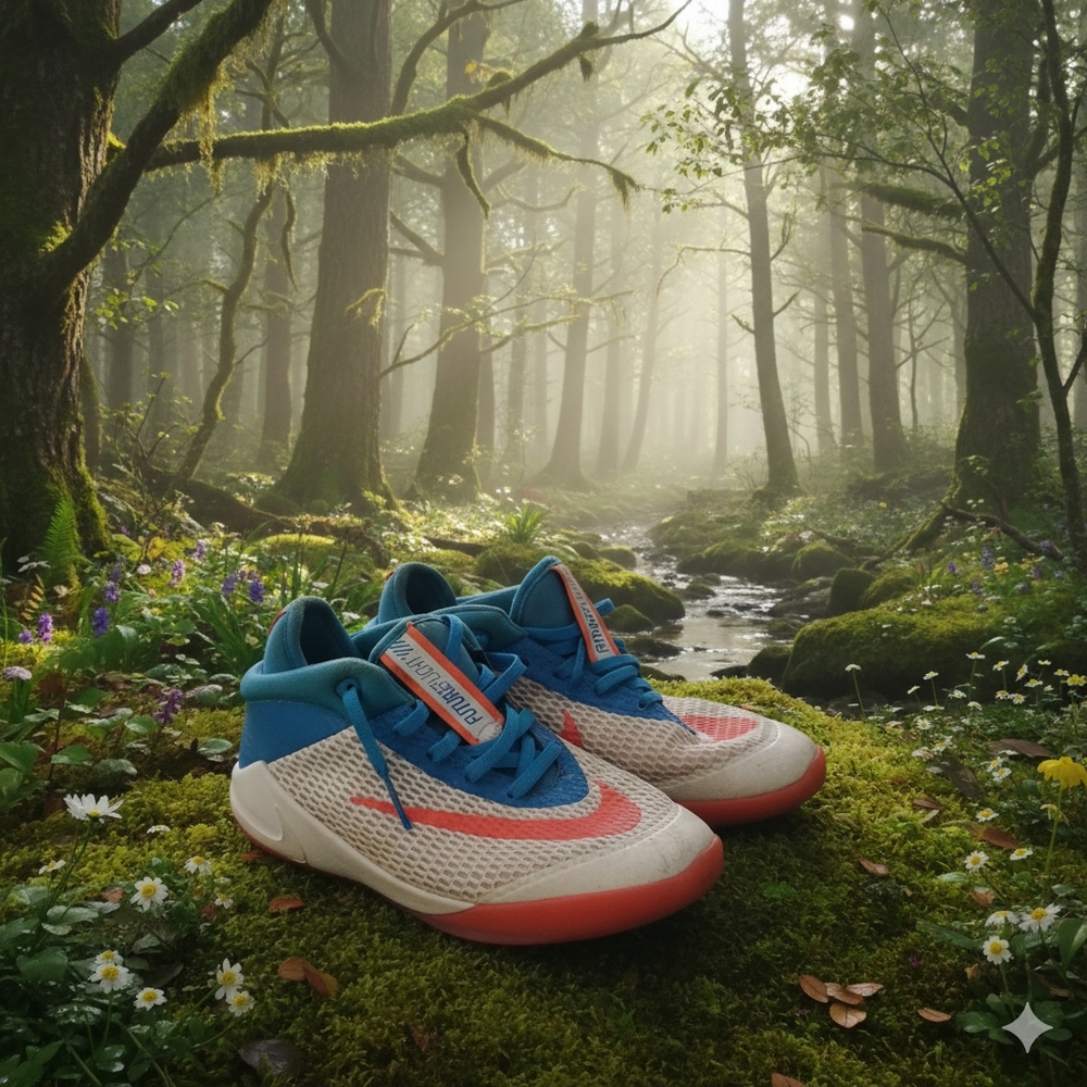 Nike Blue and Red Athletic Sneakers with Velcro Strap